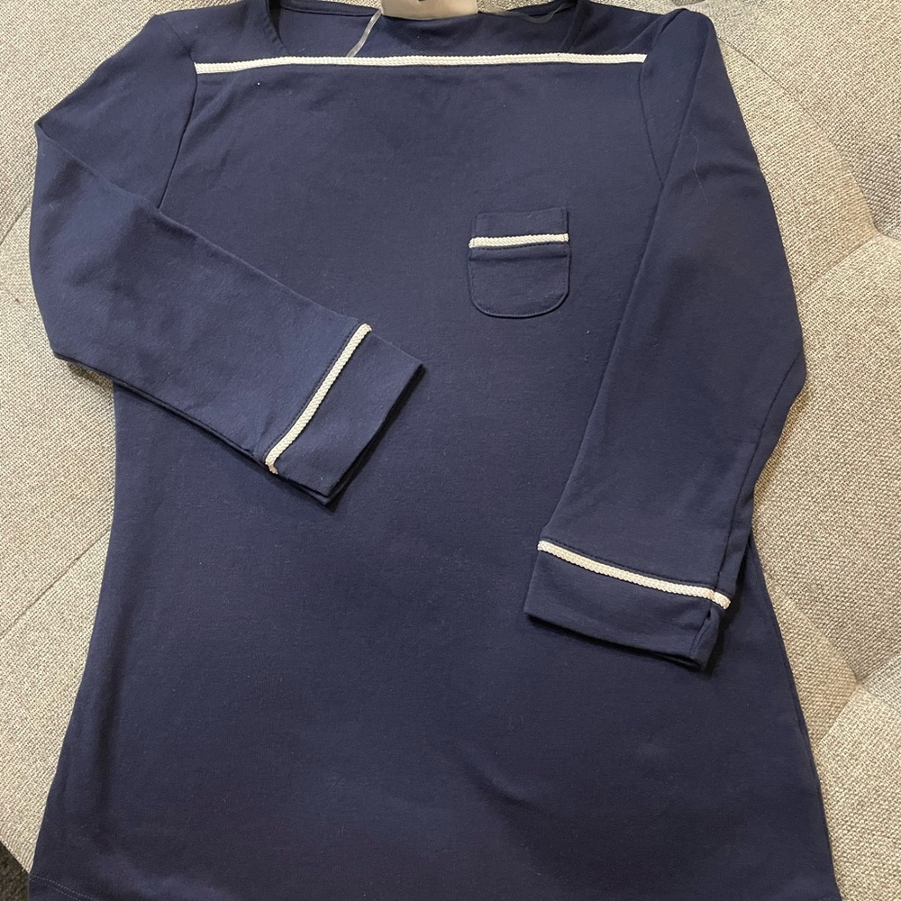 Karen Scott Navy Blue Top with White Trim
